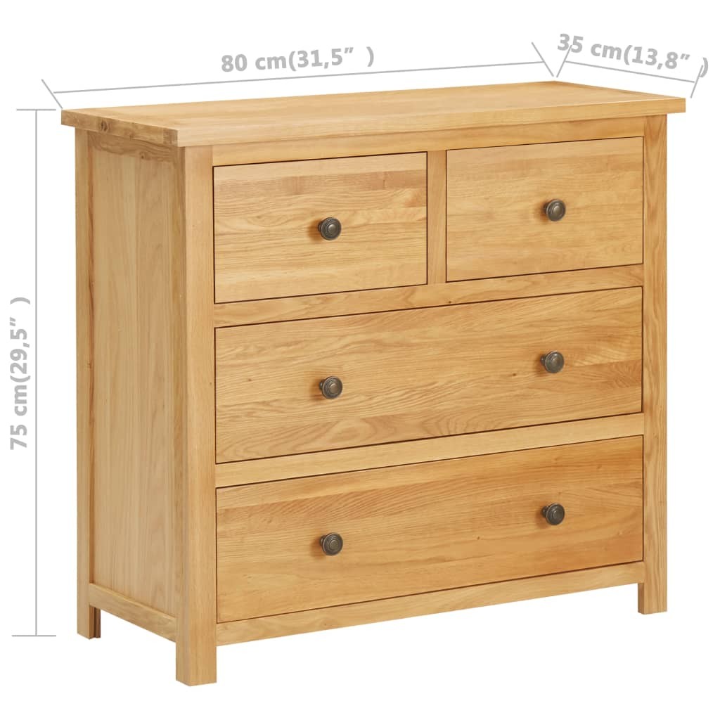 Chest of Drawers 80x35x75 cm Solid Oak Wood